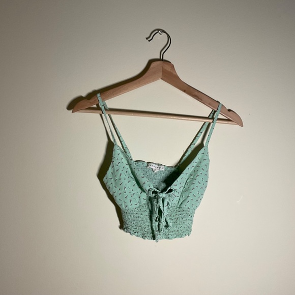Light Green tank top with pink flowers - Picture 3 of 3